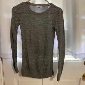 LOFT Gray Textured Crew Neck Sweater